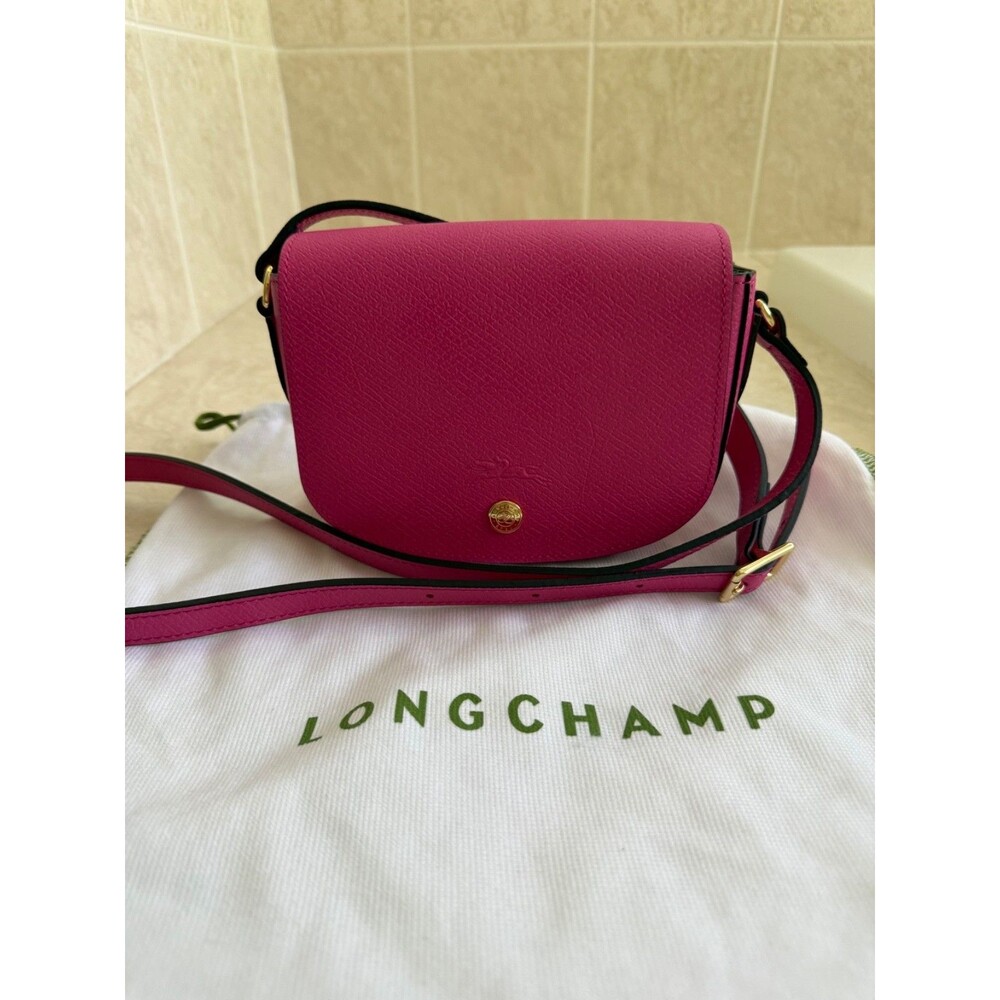 Longchamp XS Épure Leather Crossbody Saddle Bag - Fuchsia - EUC